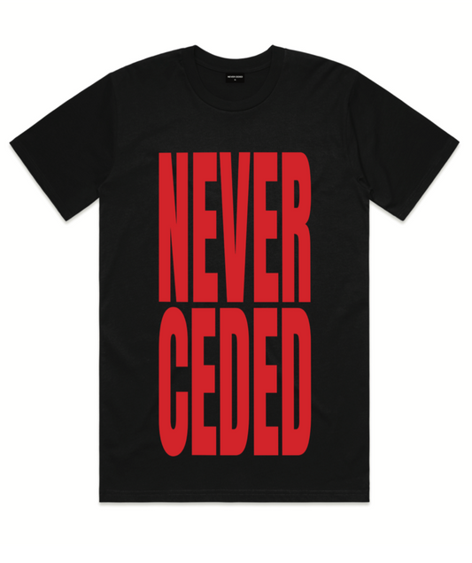 NEVER CEDED OVERSIZED PRINT TEE - MANGU (BLACK)